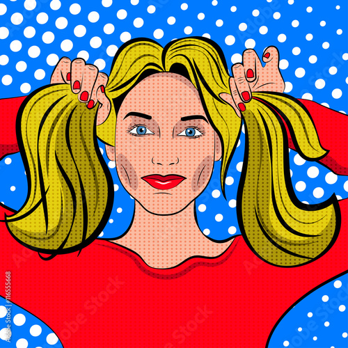 Pop Art Woman with pigtails