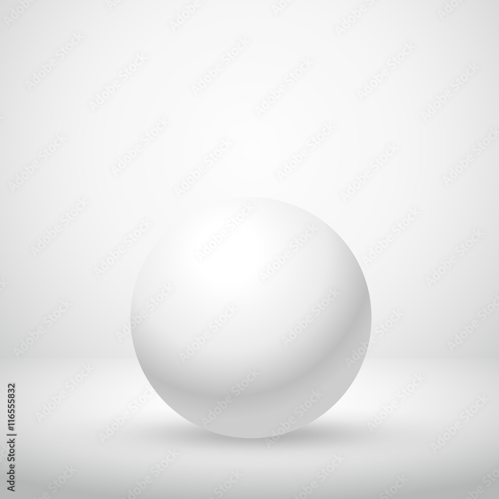 white clean sphere in empty room