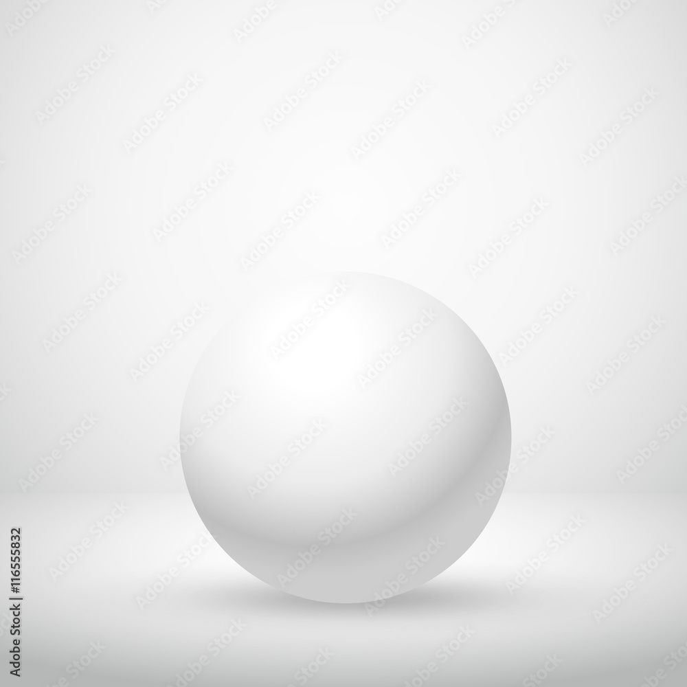white clean sphere in empty room white clean sphere in empty room
