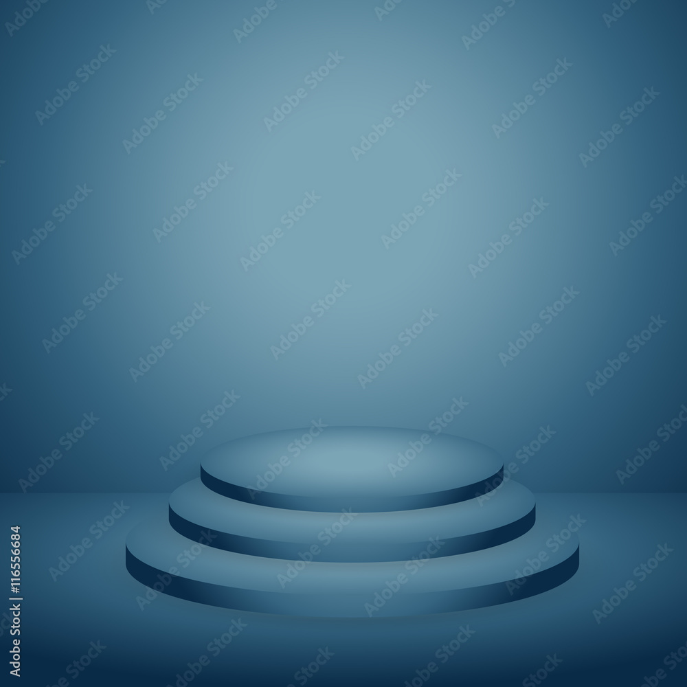podium in blue dark background podium in blue dark background