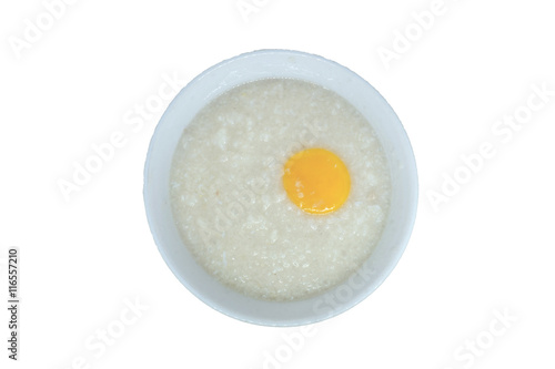Rice porridge and yolk, no vegetable.