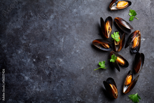 Mussels and parsley photo