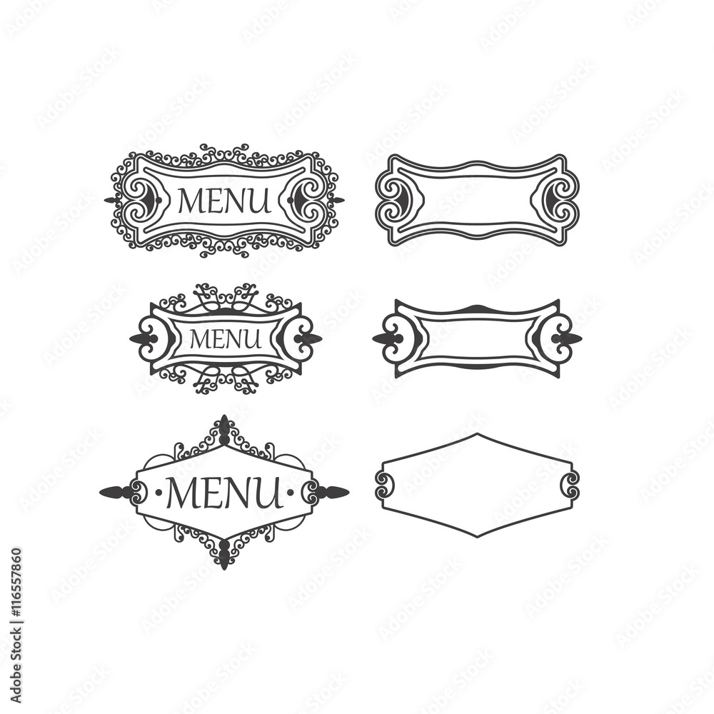 Set of three vintage frames with decorative and floral elements for  decoration, retro suitable menu decorations, cards, invitations. Vector  illustrations Stock Vector | Adobe Stock
