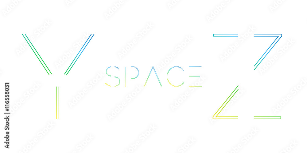 Font with minimal design . Typographic alphabet in a set. Space alphabet Font with minimal design . Typographic alphabet in a set. Space alphabet