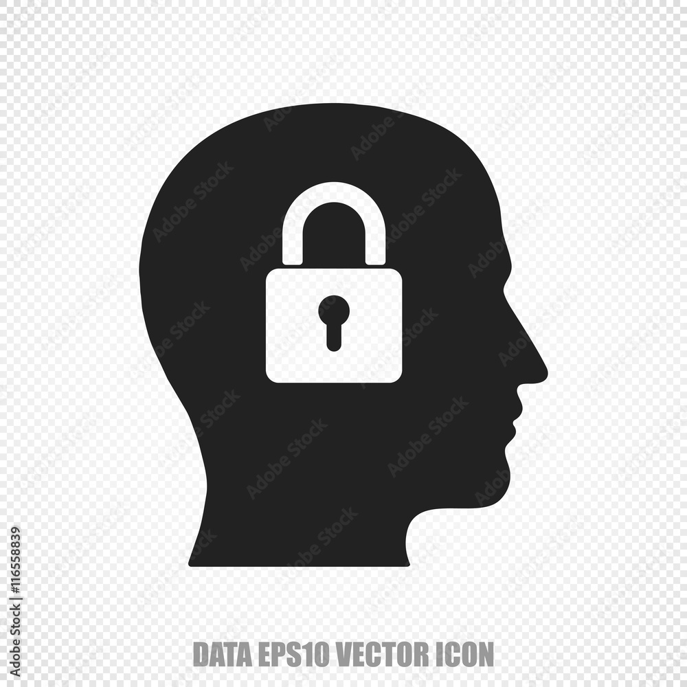 Information vector Head With Padlock icon. Modern flat design. Information vector Head With Padlock icon. Modern flat design.