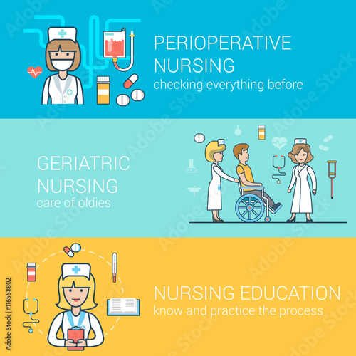 Linear Flat Nurse patient education perioperative health vector