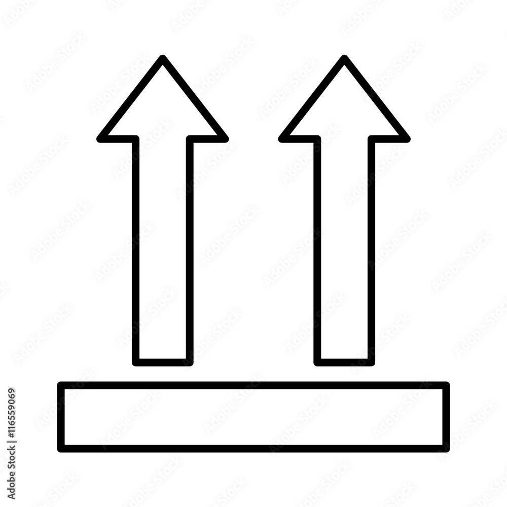 This side up line icon. Two arrows indicating top side of packaging. Cargo handled so these arrows always point up. Vector Illustration This side up line icon. Two arrows indicating top side of packaging. Cargo handled so these arrows always point up. Vector Illustration