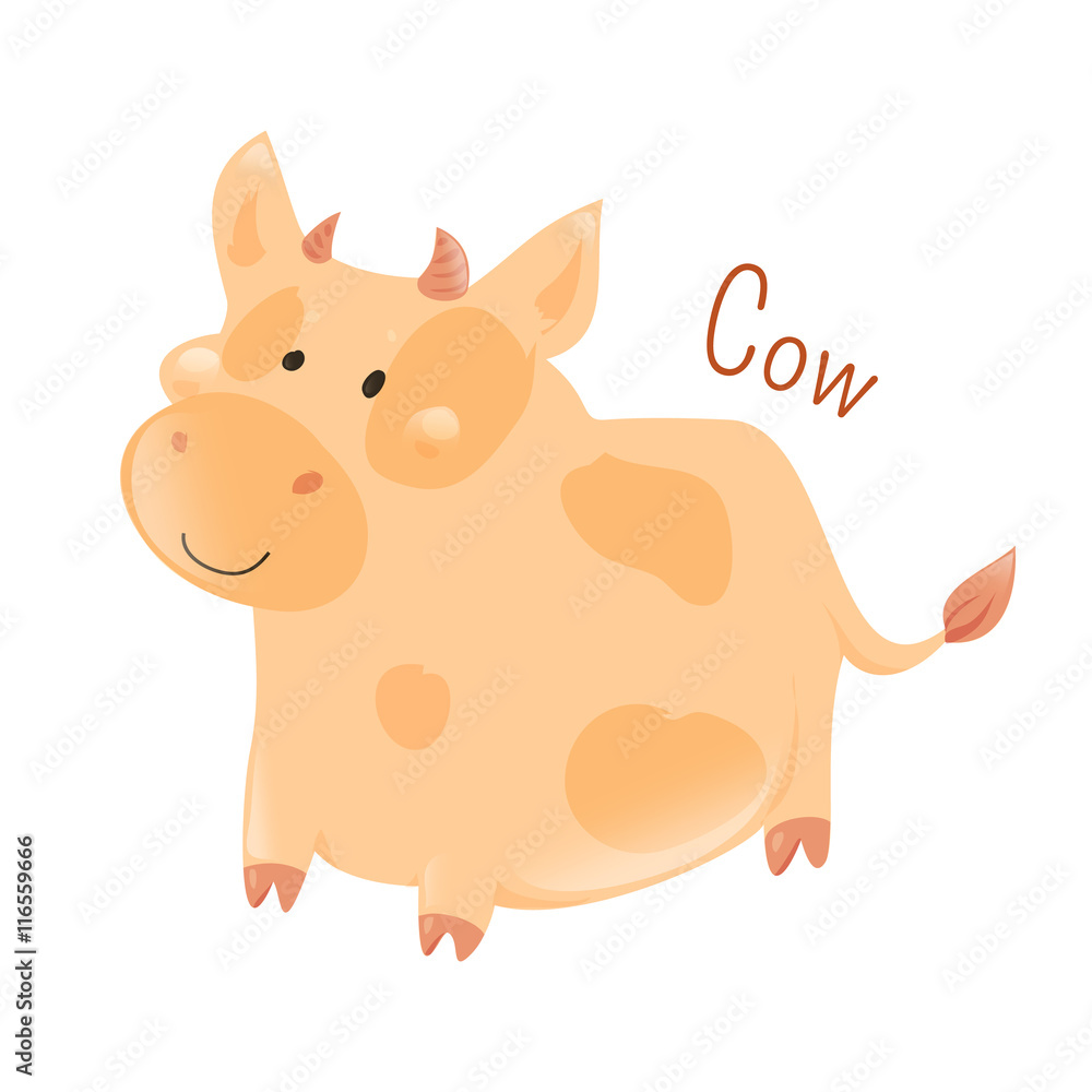 Cow isolated. Domestic pets. Sticker for kids. Child Cow isolated. Domestic pets. Sticker for kids. Child