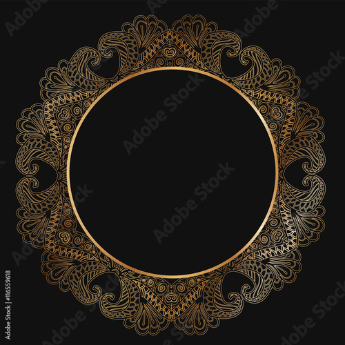 Round lace border frame silhouettes. Can be used for decoration and design photo frame, menu, card, scrapbook, album. Vector Illustration.
