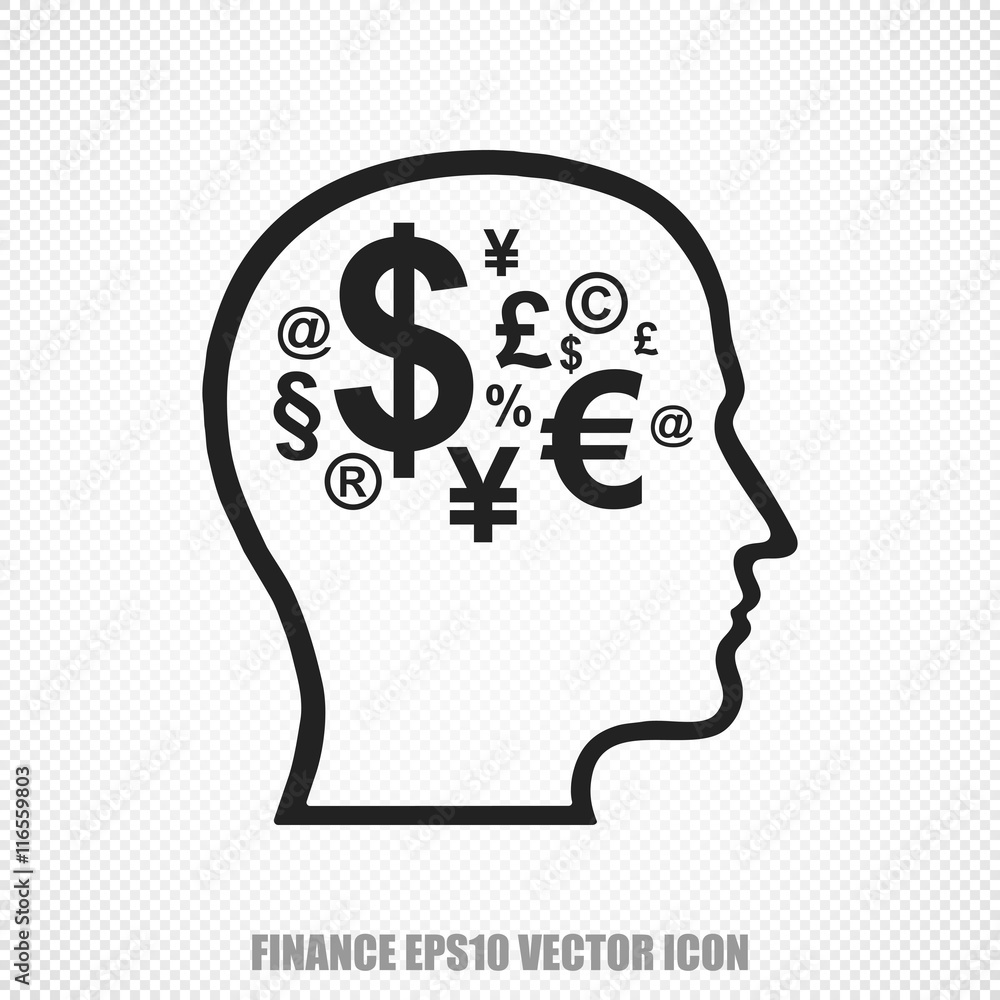 Finance vector Head With Finance Symbol icon. Modern flat design. Finance vector Head With Finance Symbol icon. Modern flat design.