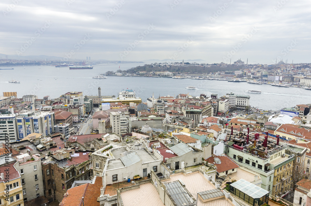 View of  Istanbul and Golden Horn from Galata tower, Turkey