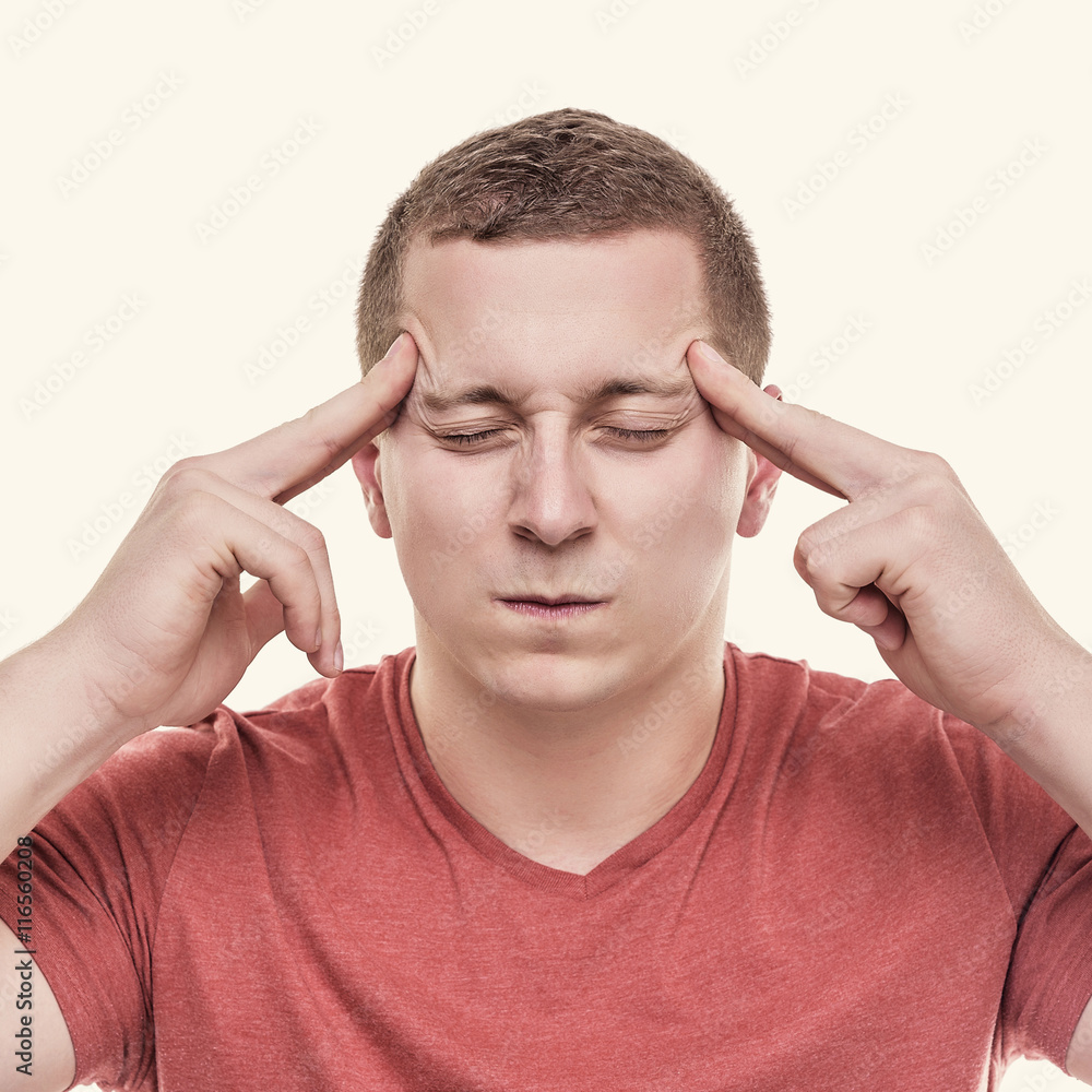 Man is thinking intensely. Man is thinking intensely.