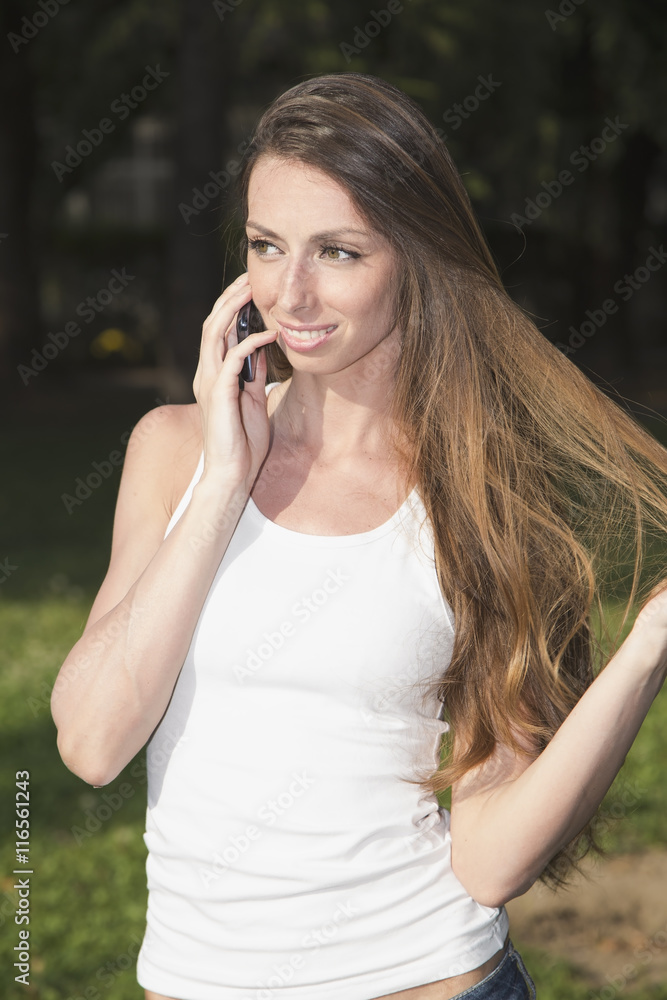 Girl with the mobile phone Girl with the mobile phone