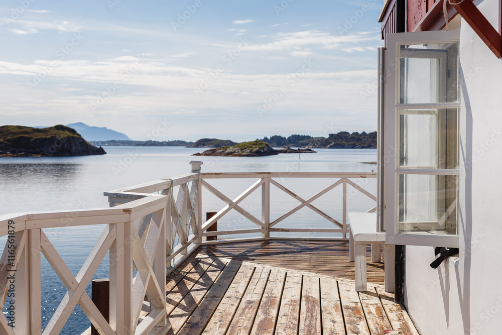 View on scandinavian fjords from terrace