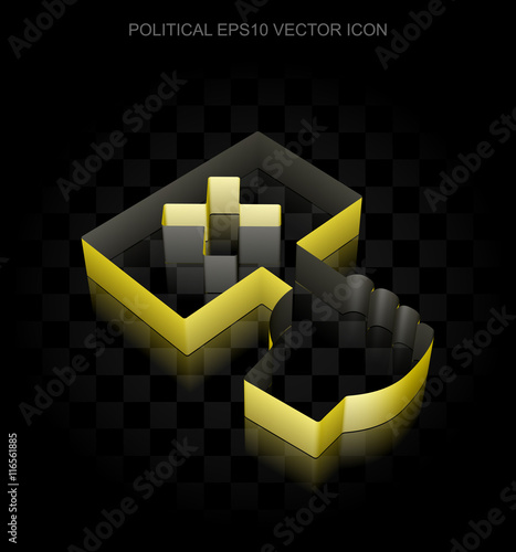 Political icon: Yellow 3d Protest made of paper, transparent shadow, EPS 10 vector.