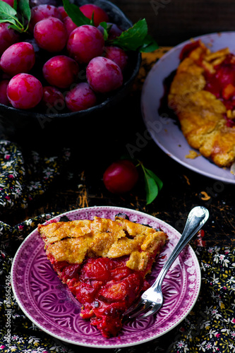 gallet with bran and plum . style rustic photo