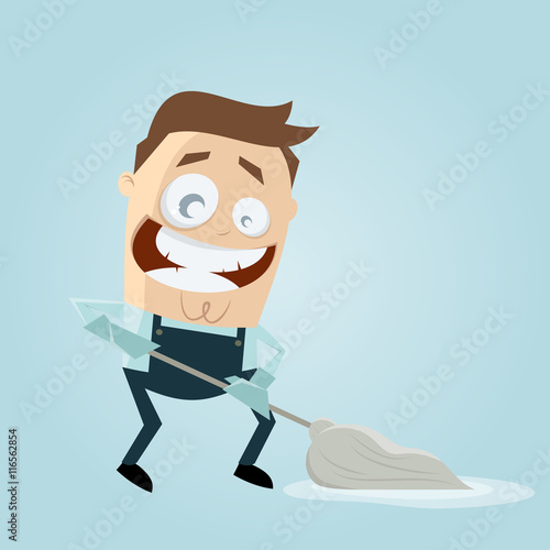 cleaning service man wiping the floor