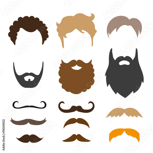 Leinwand Poster Mustache, beard and haircut set