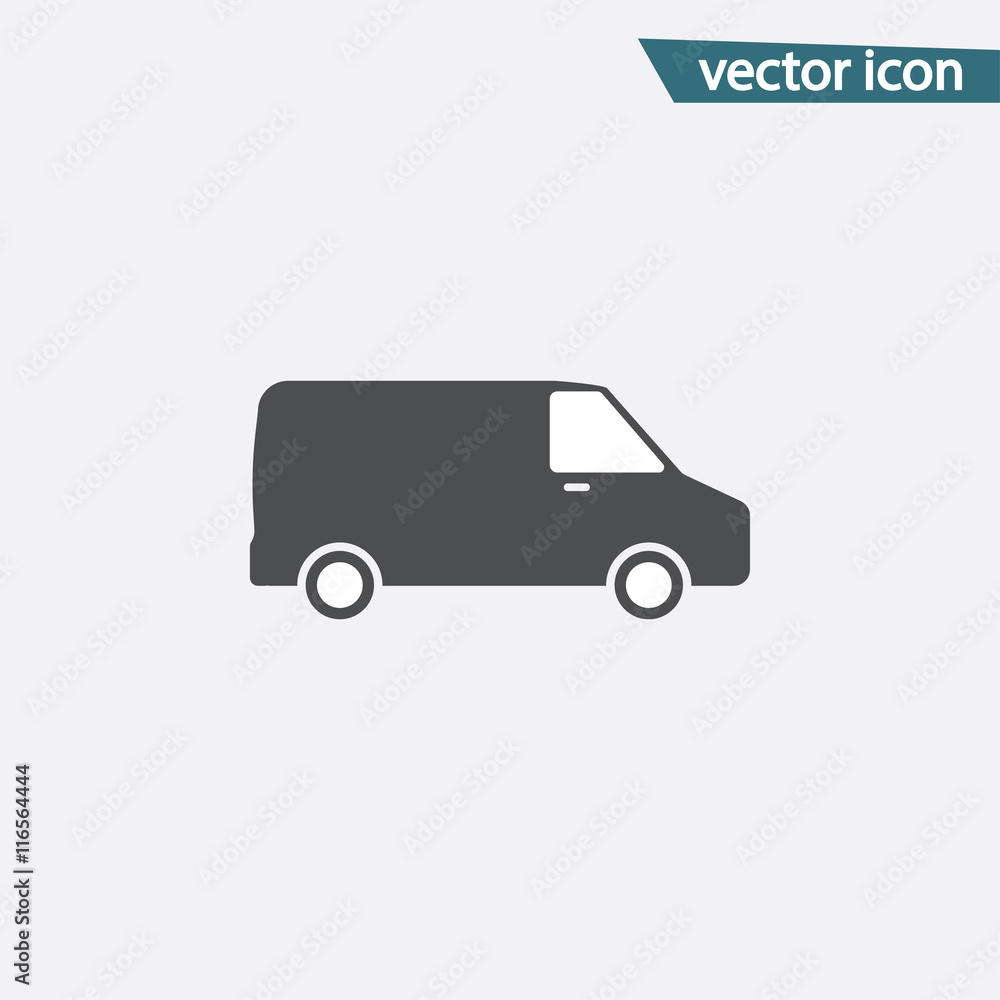 Gray Van icon isolated on background. Modern simple flat deliver Gray Van icon isolated on background. Modern simple flat deliver