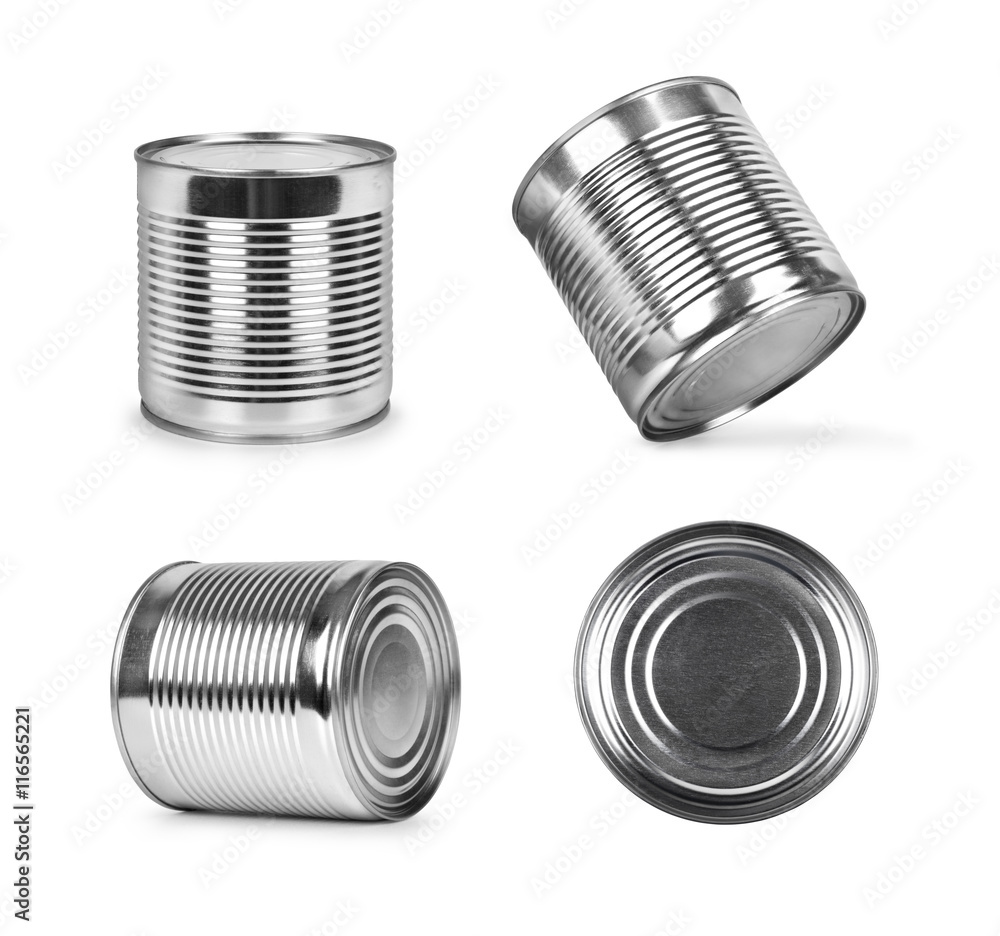 metal cans in different angles isolated on white background metal cans in different angles isolated on white background