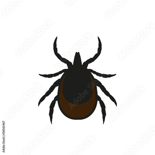 Vector illustration of  ticks. Mite warning sign.