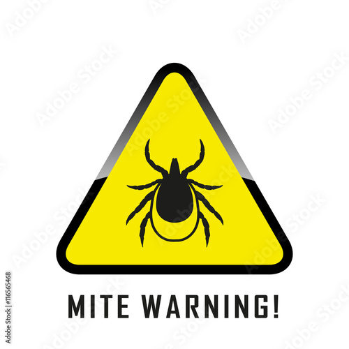 Mite warning sign. Encephalitis parasite icon.