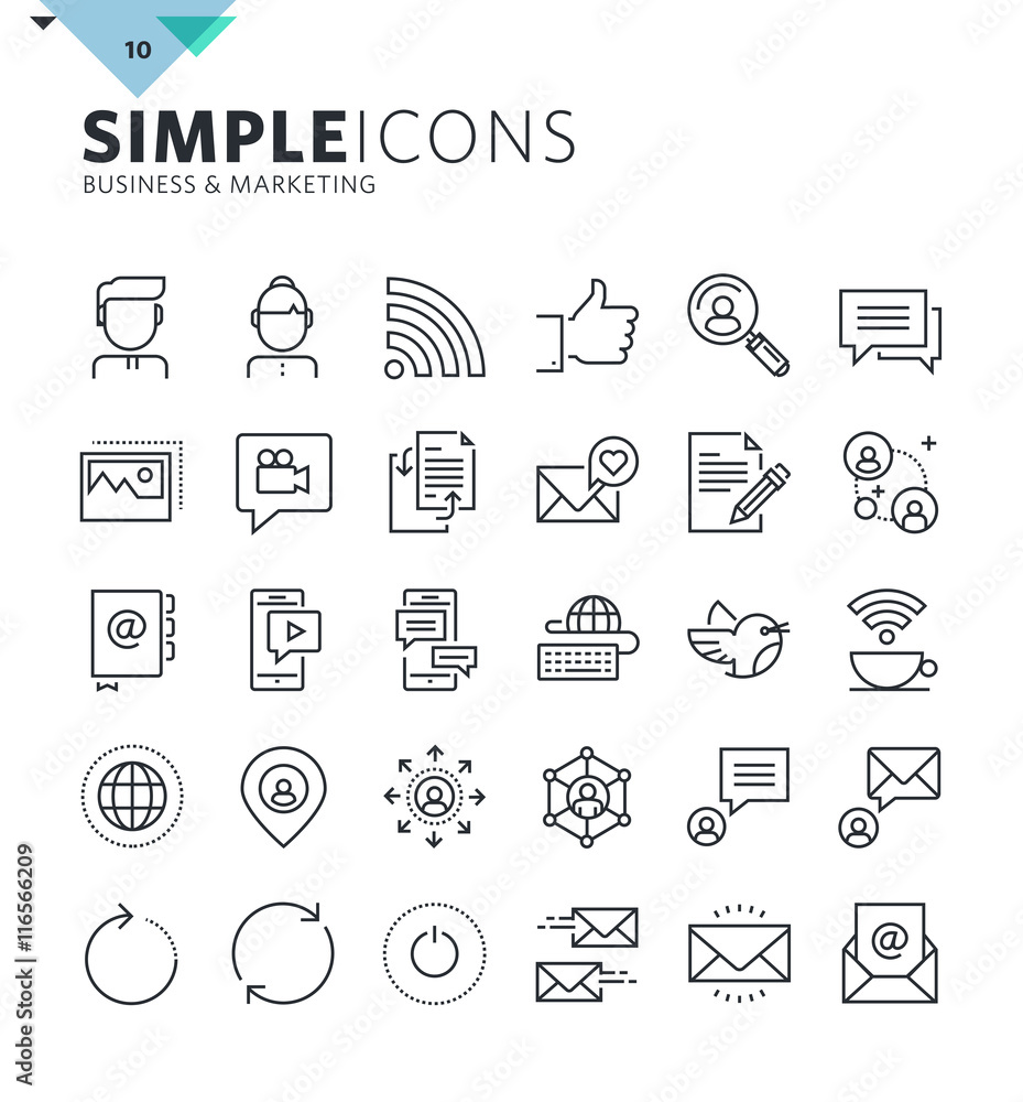 Modern thin line icons of social media and networking. Premium quality ...