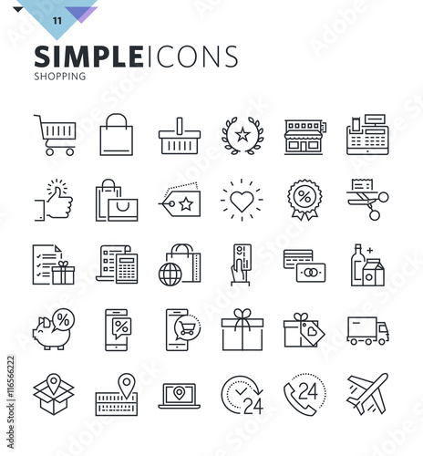 Modern thin line shopping web icons. Premium quality outline symbol collection for web and graphic design, mobile app. Mono linear pictograms, infographics and web elements pack.