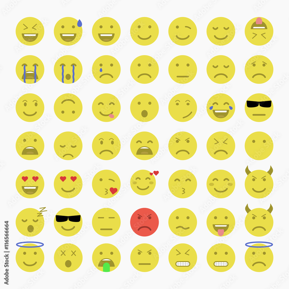 Set of Emoji, Avatar and Emoticons. Flat style illustrations - stock vector. Set of Emoji, Avatar and Emoticons. Flat style illustrations - stock vector.