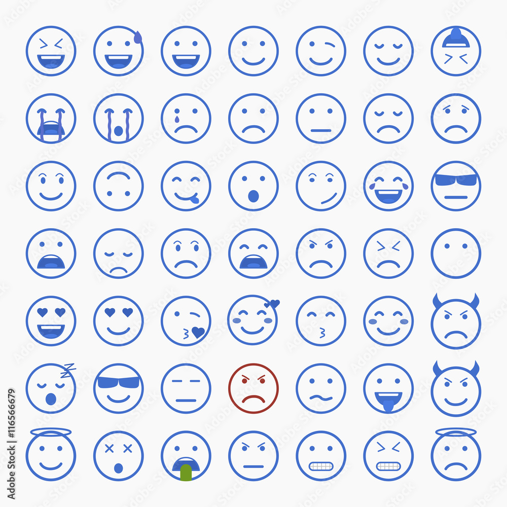 Set of Emoticons, Emoji and Avatar. Outline style illustrations - stock vector. Set of Emoticons, Emoji and Avatar. Outline style illustrations - stock vector.