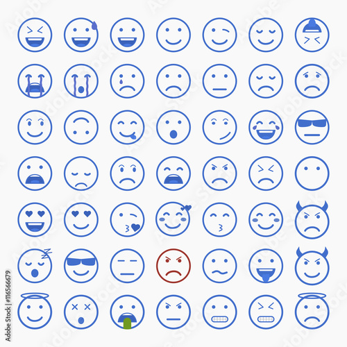 Set of Emoticons, Emoji and Avatar. Outline style illustrations - stock vector.