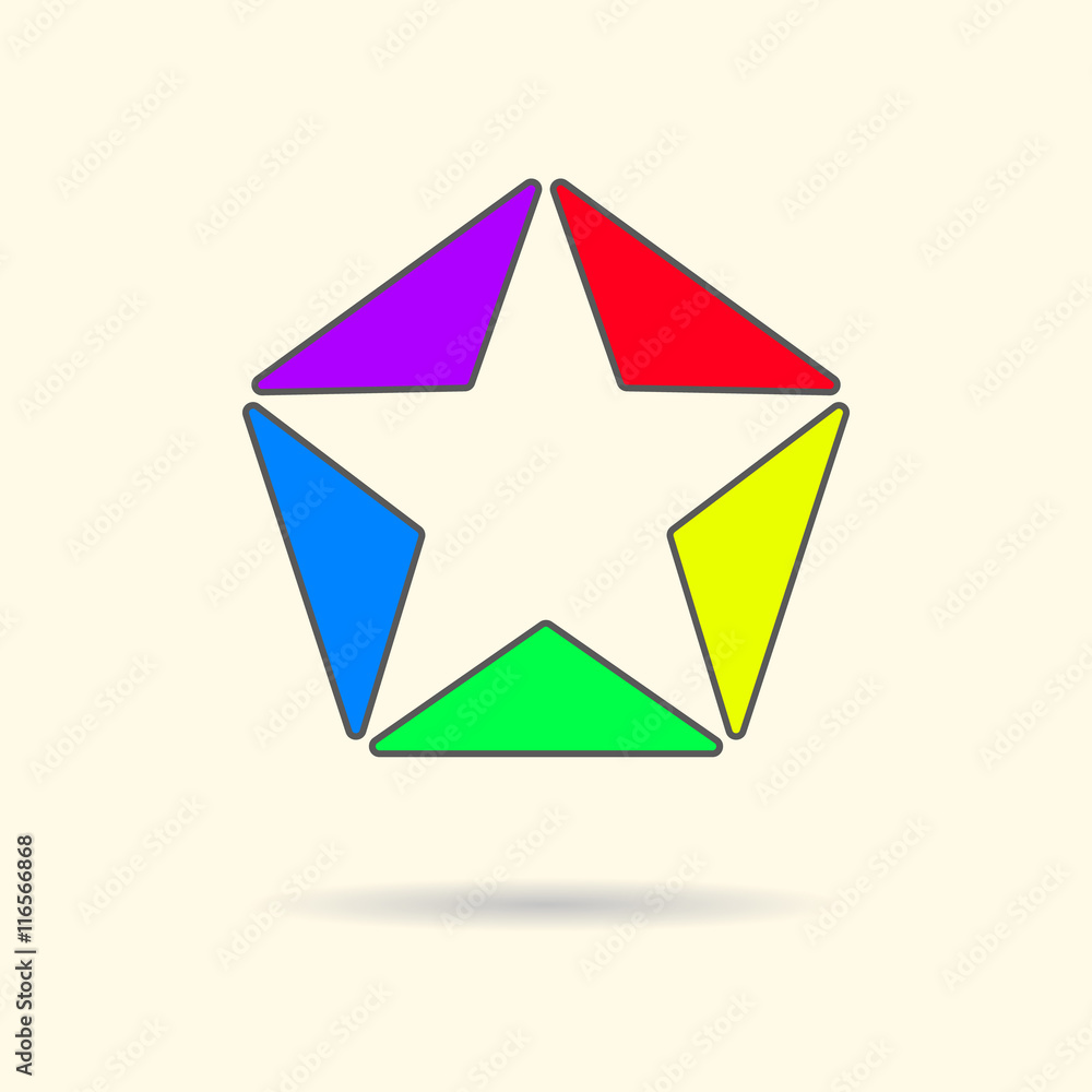 Star of colored triangles with outlines logo. Star of colored triangles with outlines logo.