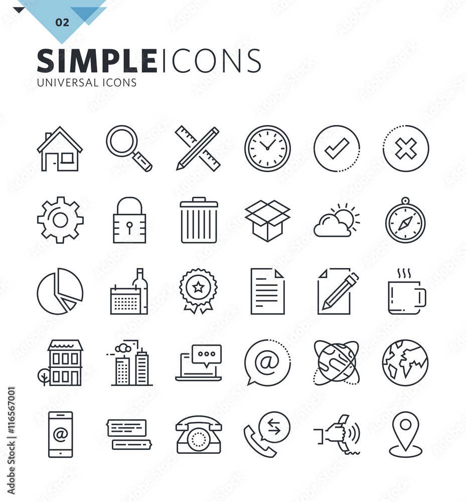 Modern thin line universal web icons. Premium quality outline symbol  collection for web and graphic design, mobile app. Mono linear pictograms,  infographics and web elements pack. Stock Vector | Adobe Stock