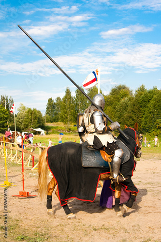 VYBORG, RUSSIA: Tournament during the medieval festival. Festival is taking place every year in Vyborg, Russia.