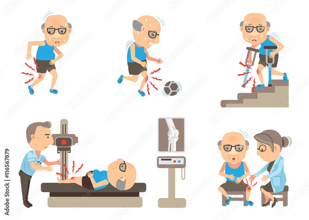 Knee Pain/Seniors Knee Pain cartoon vector illustration Knee Pain/Seniors Knee Pain cartoon vector illustration