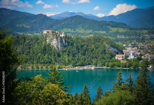 Landscape of lake Bled in Slovenia