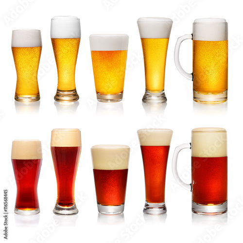 Set of different glasses of beer