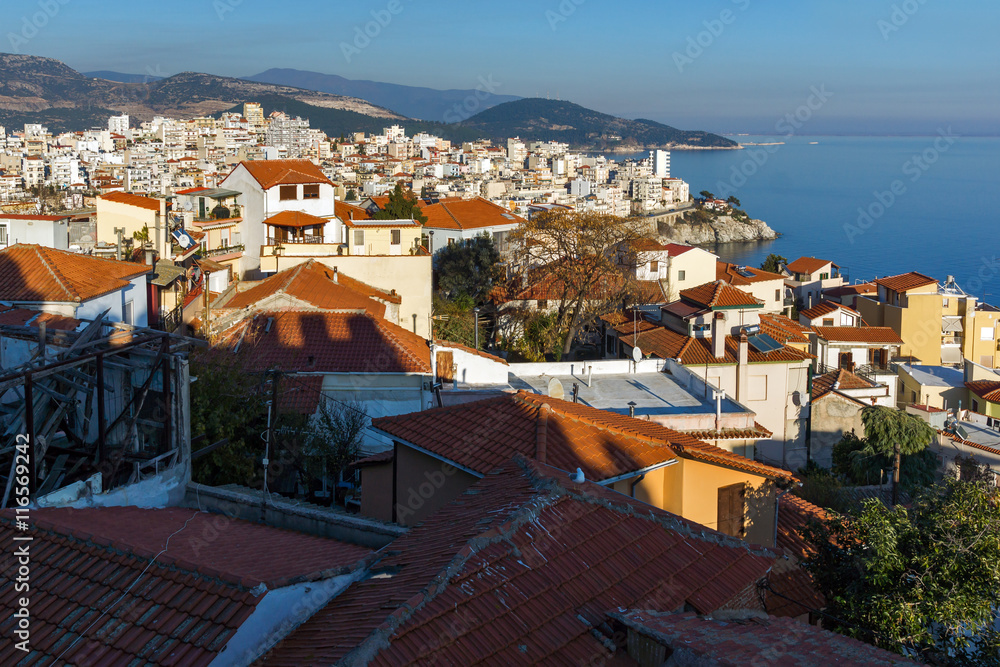 Panorama of old town of Kavala, East Macedonia and Thrace, Greece