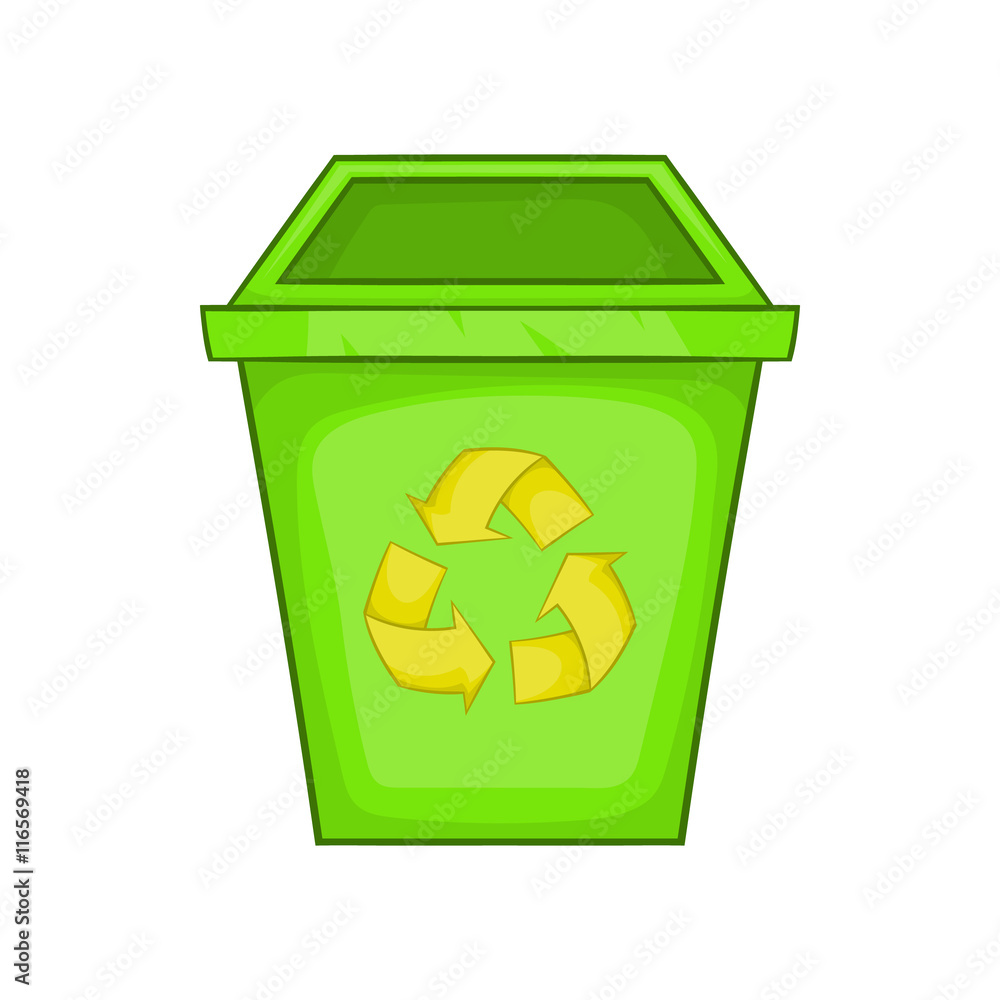Eco dustbin icon in cartoon style isolated on white background. Ecology symbol Eco dustbin icon in cartoon style isolated on white background. Ecology symbol