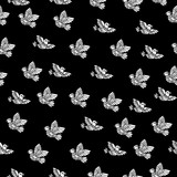 Black seamless pattern with white feather