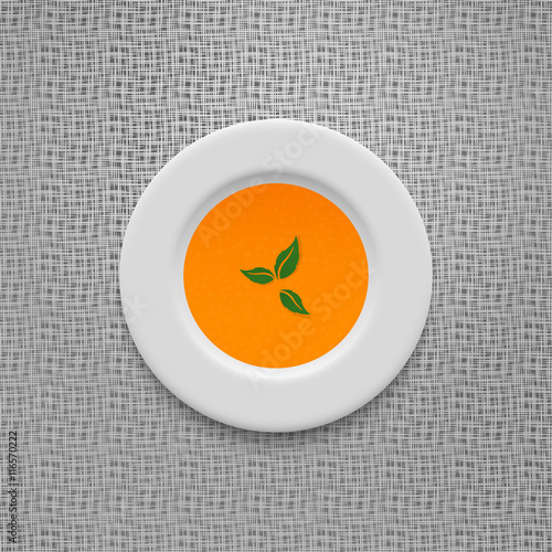 Cream soup in pumpkin design vector background.