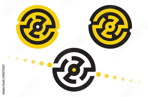 set of abstract logo symbols in the form of a circular maze