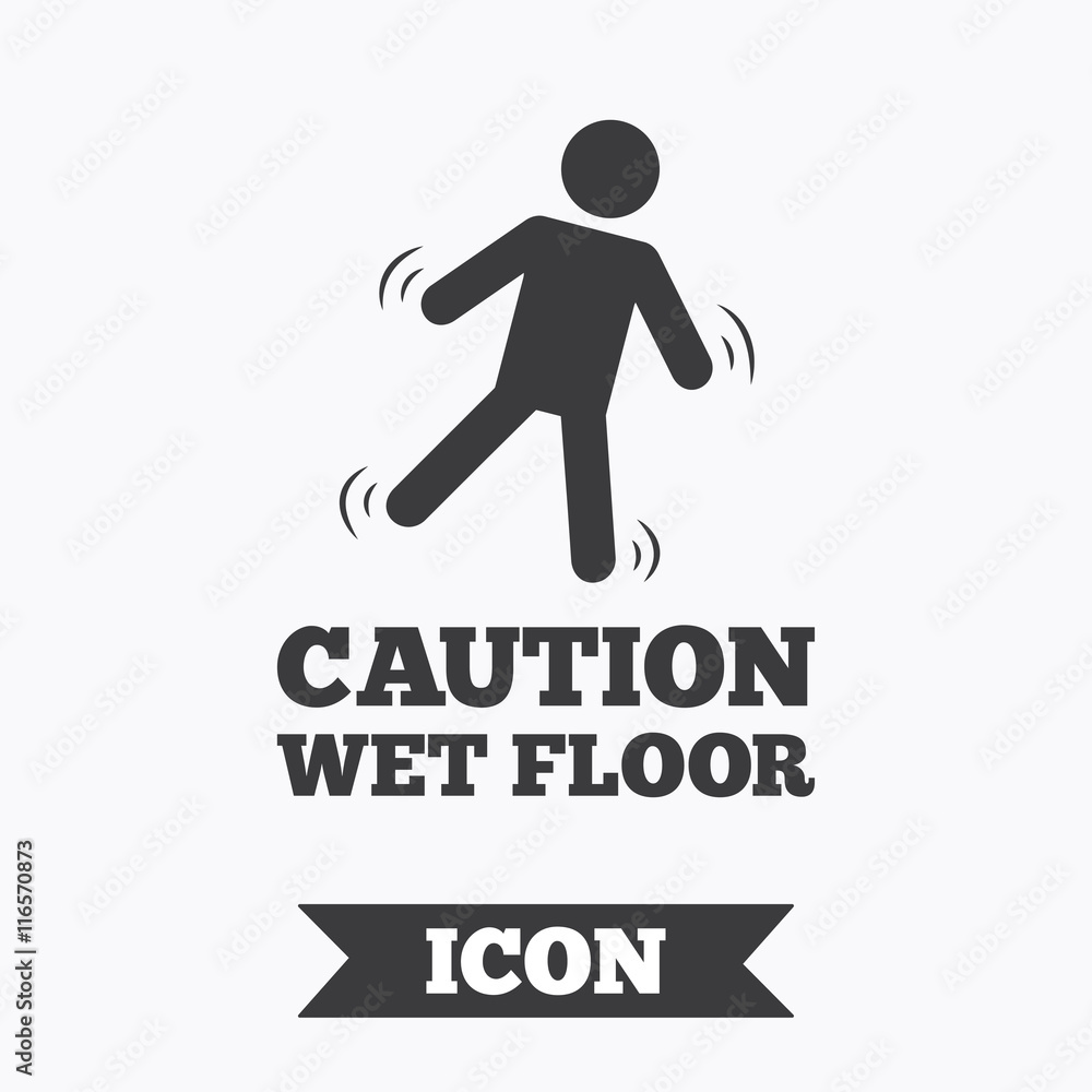 Caution wet floor icon. Human falling symbol. Caution wet floor icon. Human falling symbol.