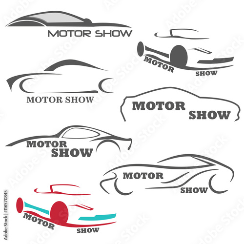 car sketches. the car logos. motor show
