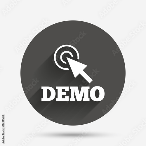 Demo with cursor sign icon. Demonstration symbol