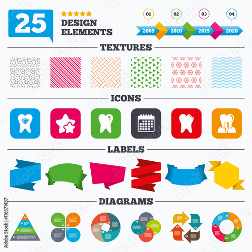 Dental care icons. Caries tooth and implant.