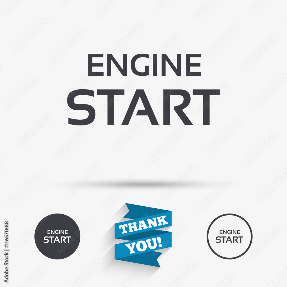 Start engine sign icon. Power button. Start engine sign icon. Power button.