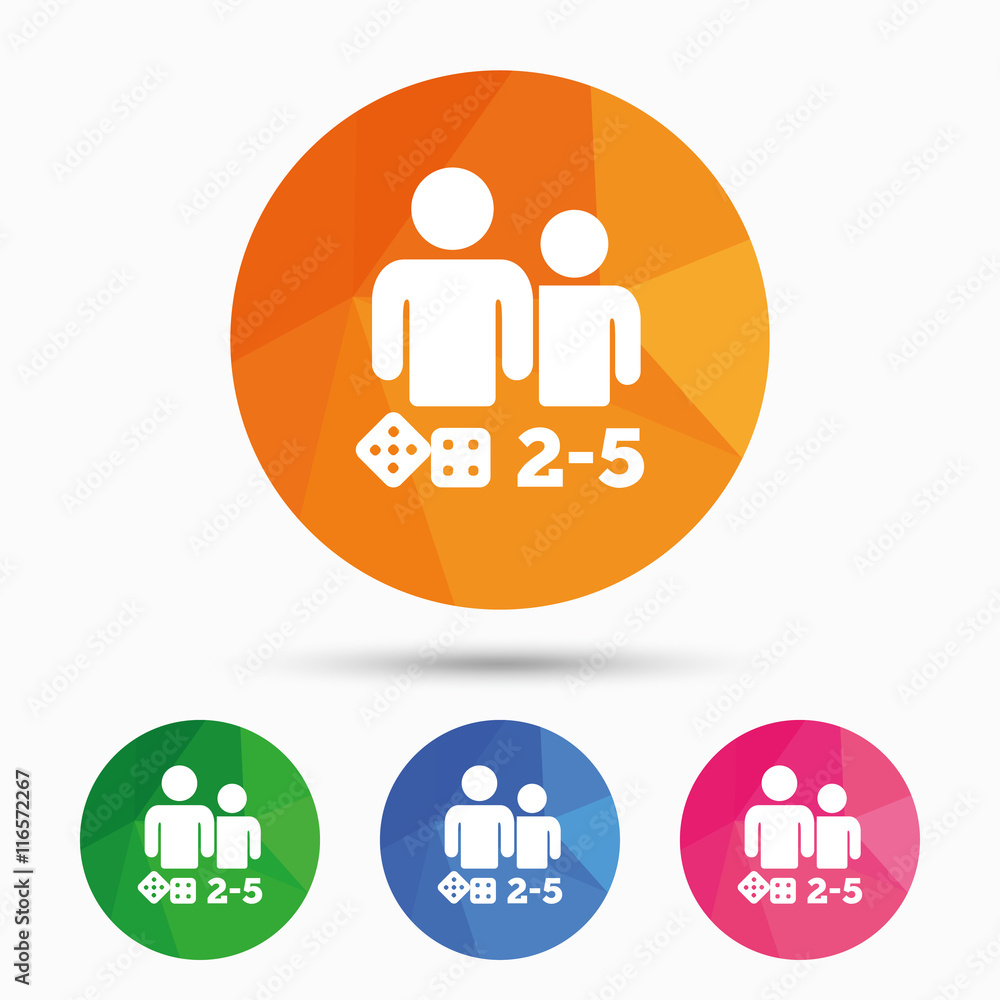 Board games sign icon. 2-5 players symbol. Board games sign icon. 2-5 players symbol.
