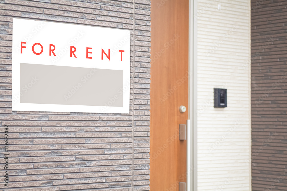 Rental Real Estate Sign in Front of house , Business signboard for real estate business. Rental Real Estate Sign in Front of house , Business signboard for real estate business.