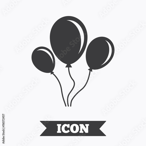 Balloon sign icon. Air balloon with rope.